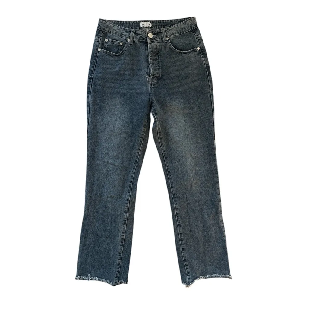 REVOLVE Superdown Straight Jeans Faded Wash Size 28 Raw Hem -‎ READ - Image 3