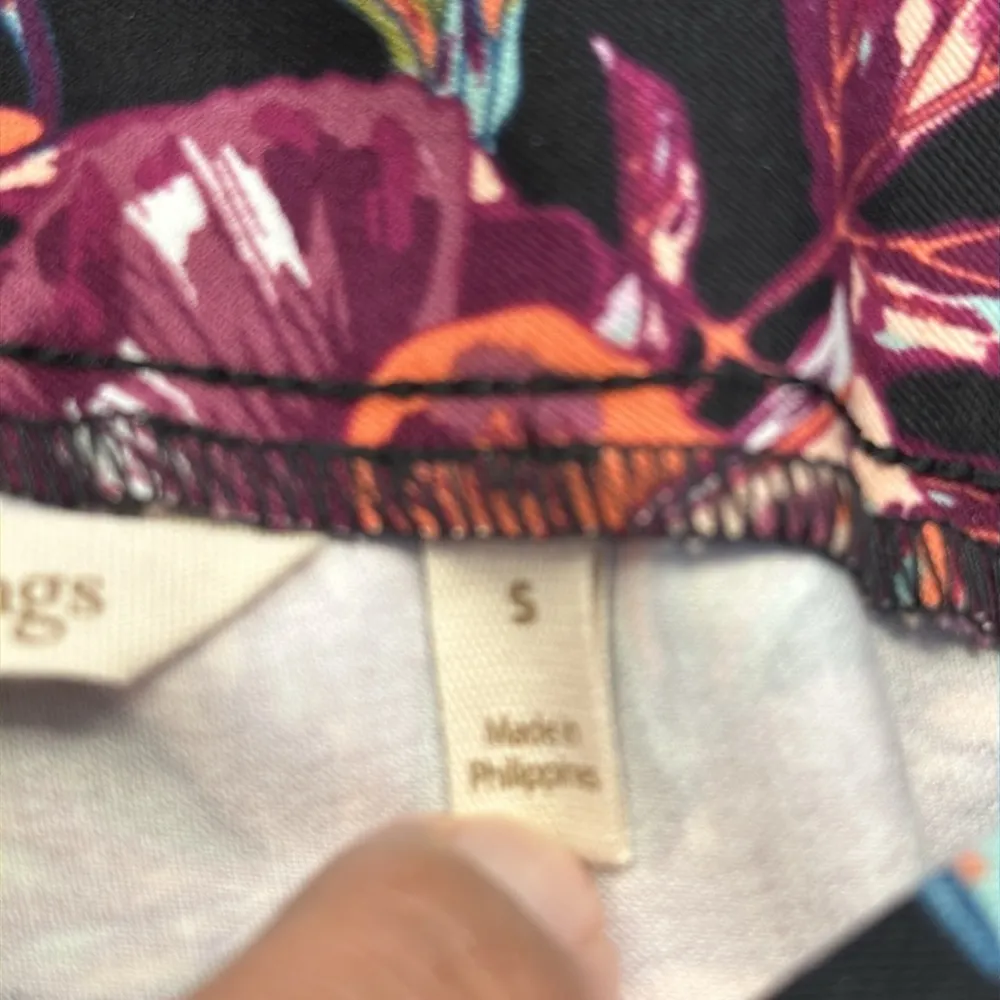 Soft Surroundings Black Tropical Floral Ankle Pull On Pants Size Small EUC #0688 - Image 7