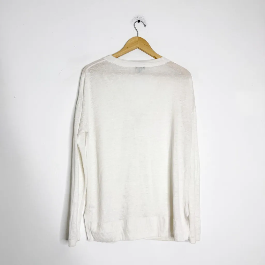 Talbots 100% Linen V-Neck Button Front Cardigan Long Sleeve Size Medium - Image 4