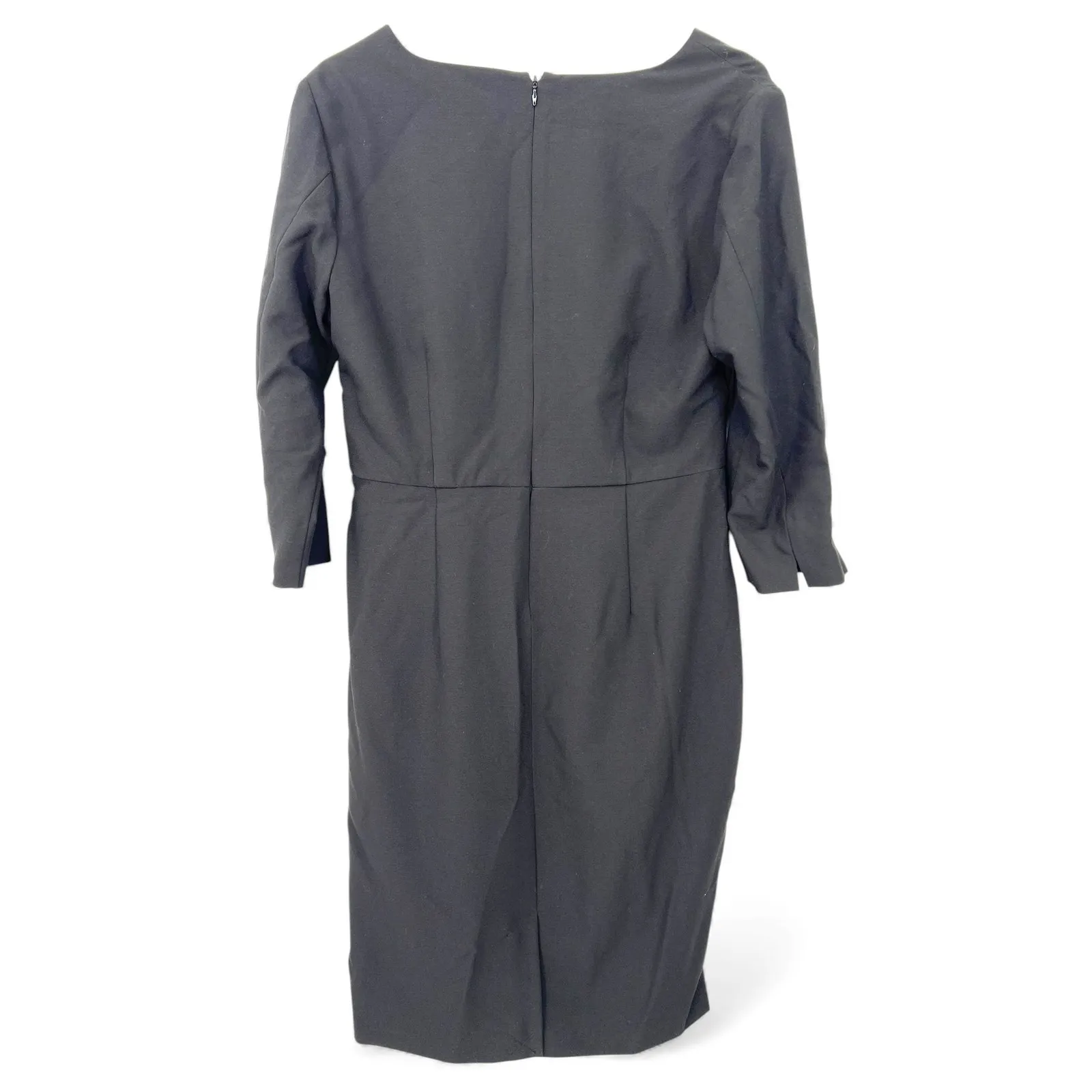 WHBM 10 v-neck twist bodice crepe black cocktail dress Faux Wrap Womens Office - Image 3