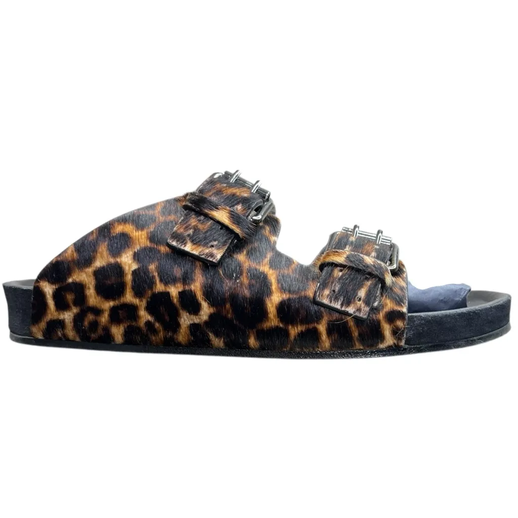 NIB The Kooples Leo Poulain Leather Animal Print Double Strap Sandal Size EU38 - Image 6