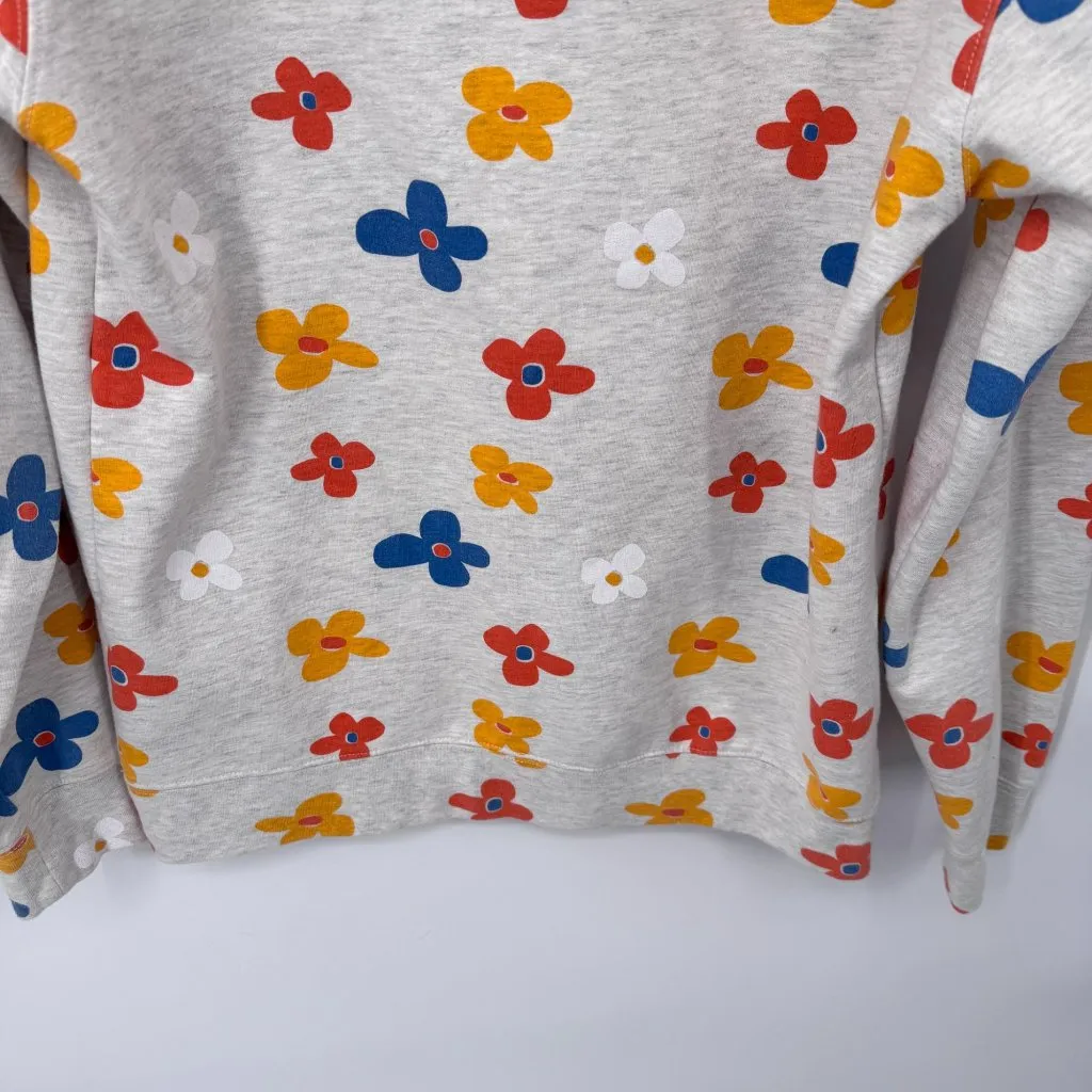 BSR by Samii Ryan Sweatshirt Womens S Gray Whimsical Flower Power Cotton Blend - Image 9