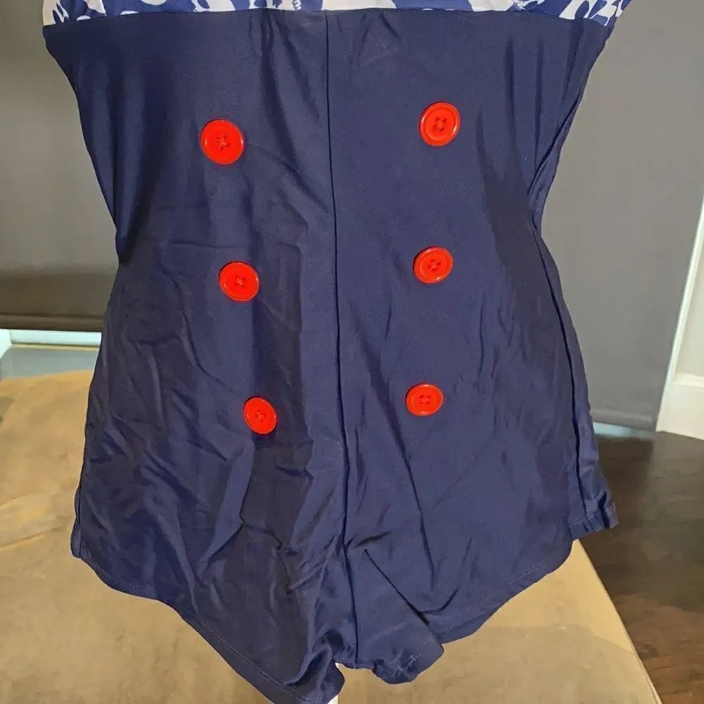 Women’s One Piece Swimsuit Halter Neck Size 4 NWOT Blue - Image 3