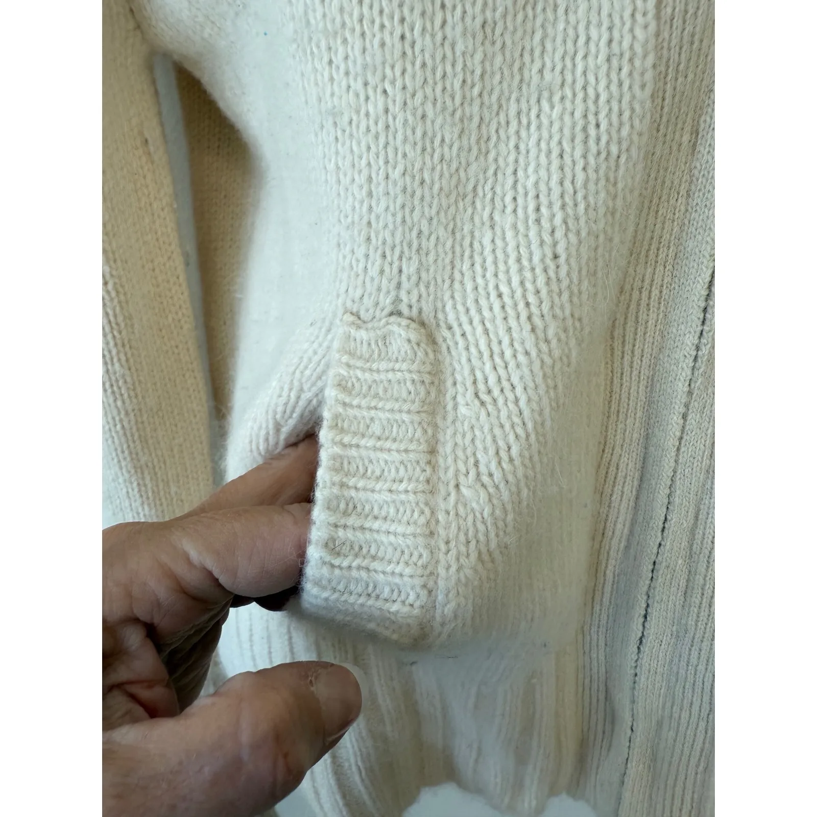 OXFORD FULHAM Cream Lamb Wool Rabbit Zip Front Convertible Shawl Sweater L Size L - Image 3