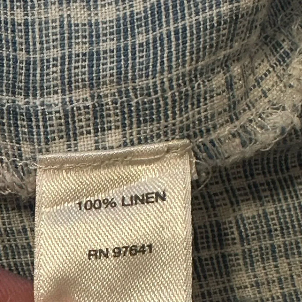 Pure Jill J.Jill Shirt Womens XS‎ Blue Agate/White Stylish 100% Linen Wrap Tunic - Image 9