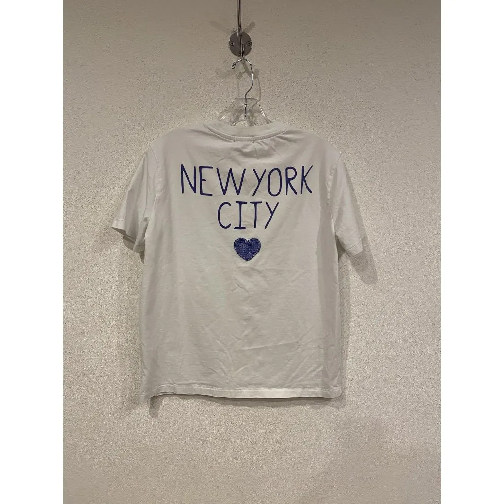 Wildfox Shirt Womens Small White NYC Beaded Heart New York City Graphic Tee Top - Image 6