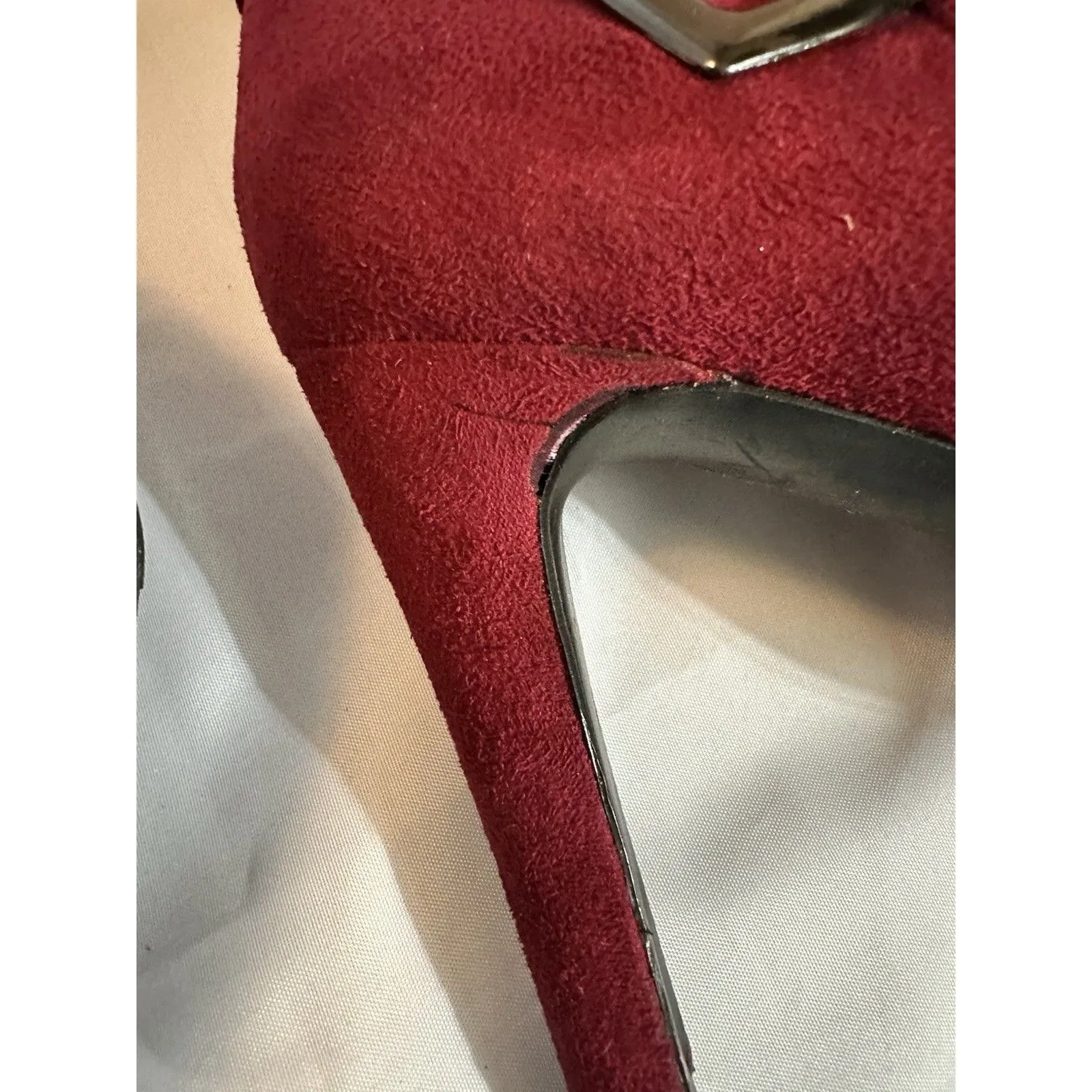 Impo Booties Red Faux Suede Tootie Heels Buckle Ankle Boots Shoes Size 10M - Image 12