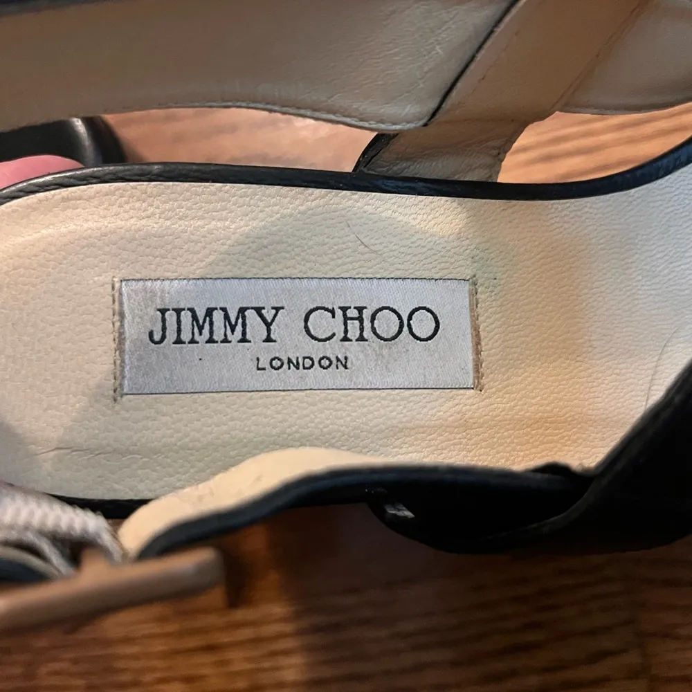 Jimmy Choo London Nazli Black Leather Wedge Sandals
Size: 38.5 (US 8) - Image 5