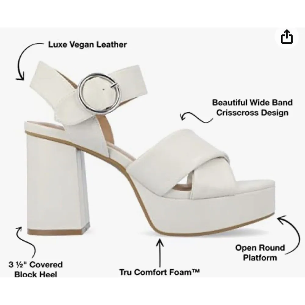 Journee Collection Womens Akeely Foam Mid Heel Platform Sandals Sz 9.5 Note Flaw - Image 14