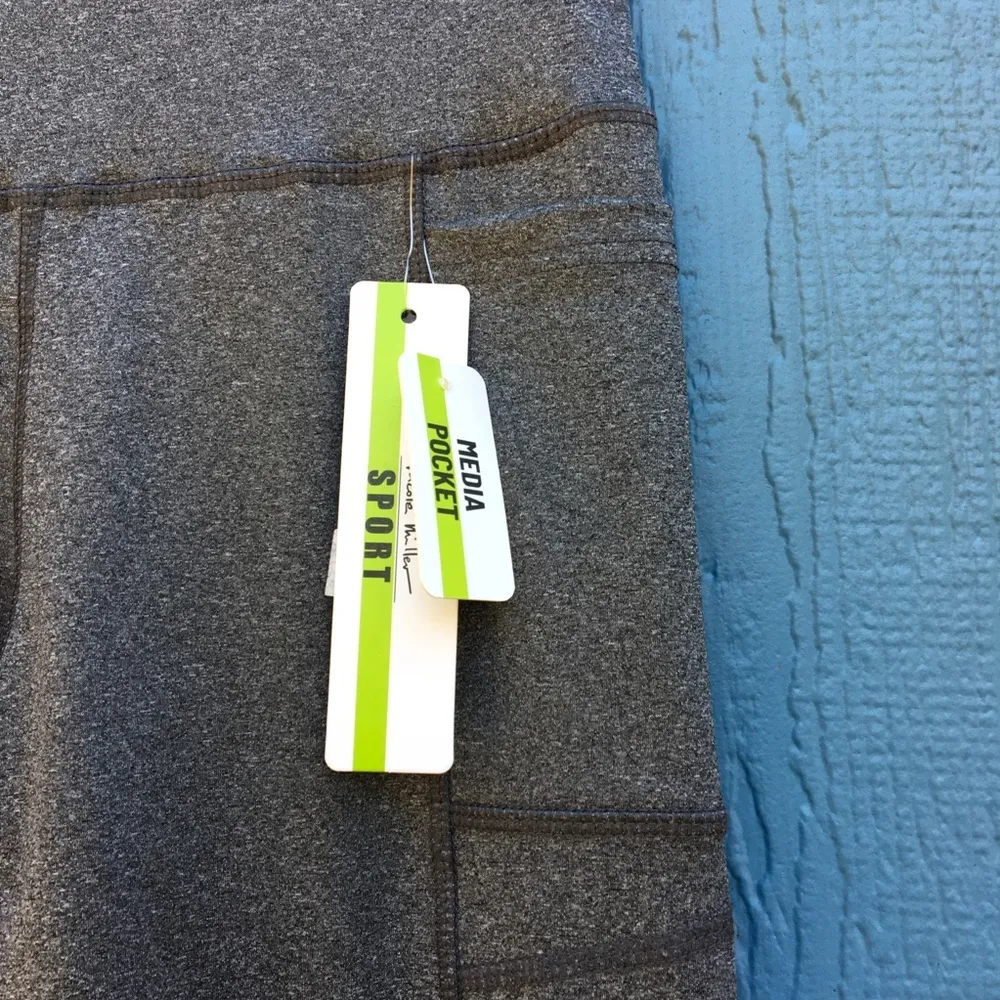 NWT Nicole Miller Sport Gray Skinny Athletic Workout Leggings Size Small - Image 3