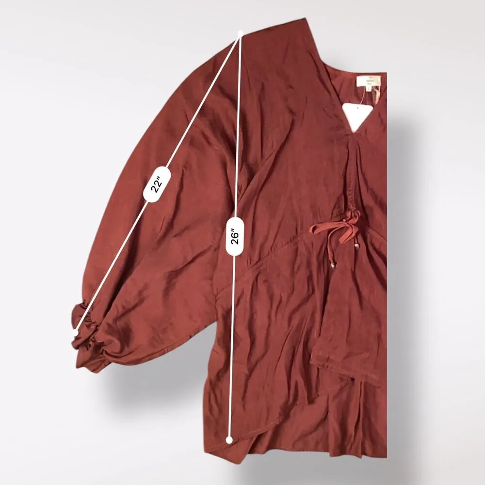 Entro NWT Red Endless Possibilities Long Sleeve Ruffled Top Size L Romantic Boho - Image 4