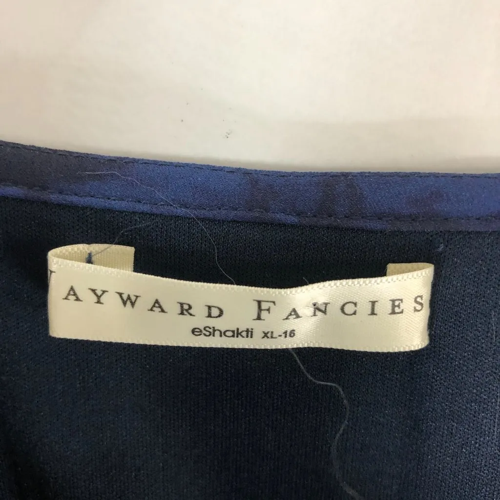 Wayward Fancies eShakti Dress A Line Tiered Pockets Tie Dye Blue Black XL-16 - Image 3