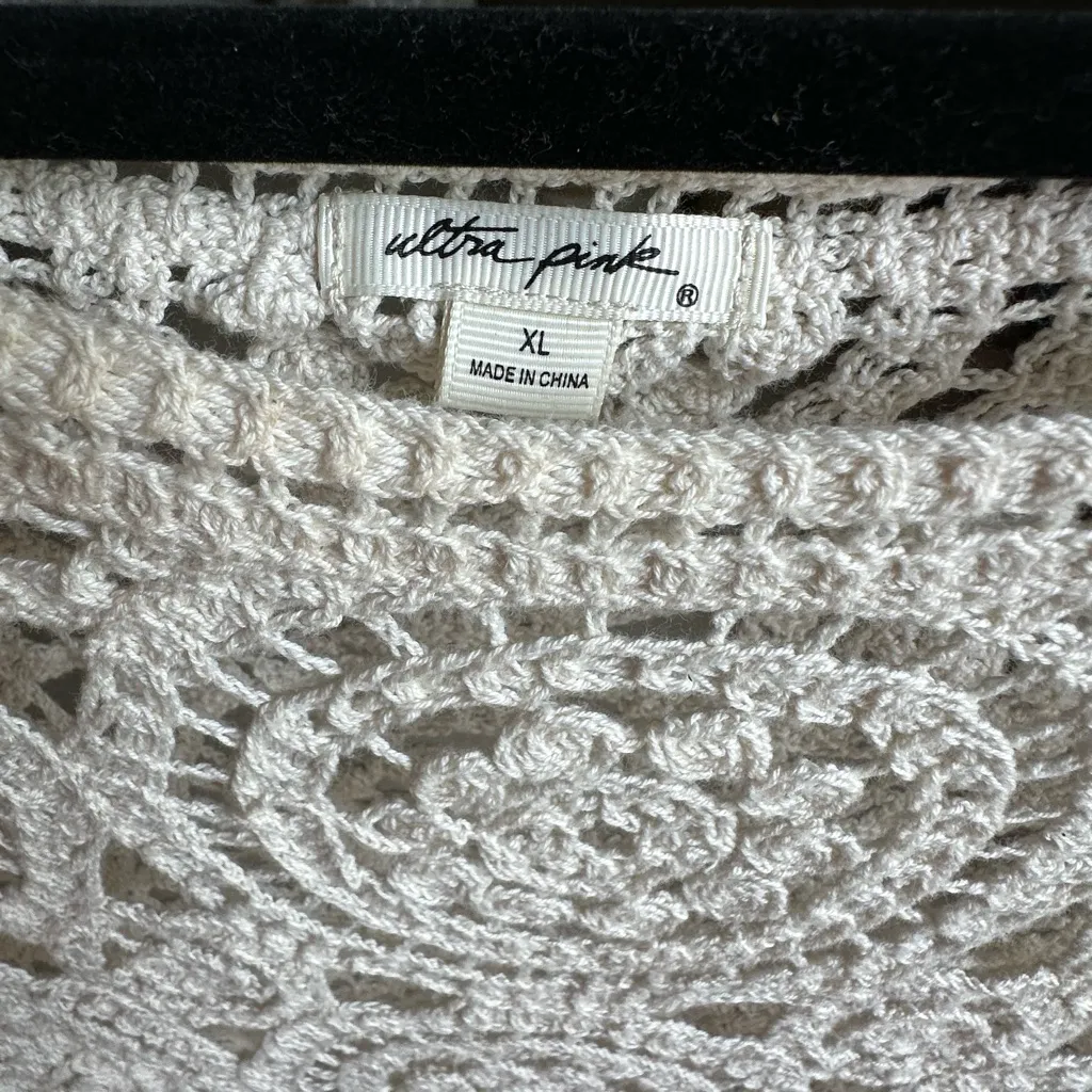 Ultra Pink Cream Crochet Blouse - Image 2