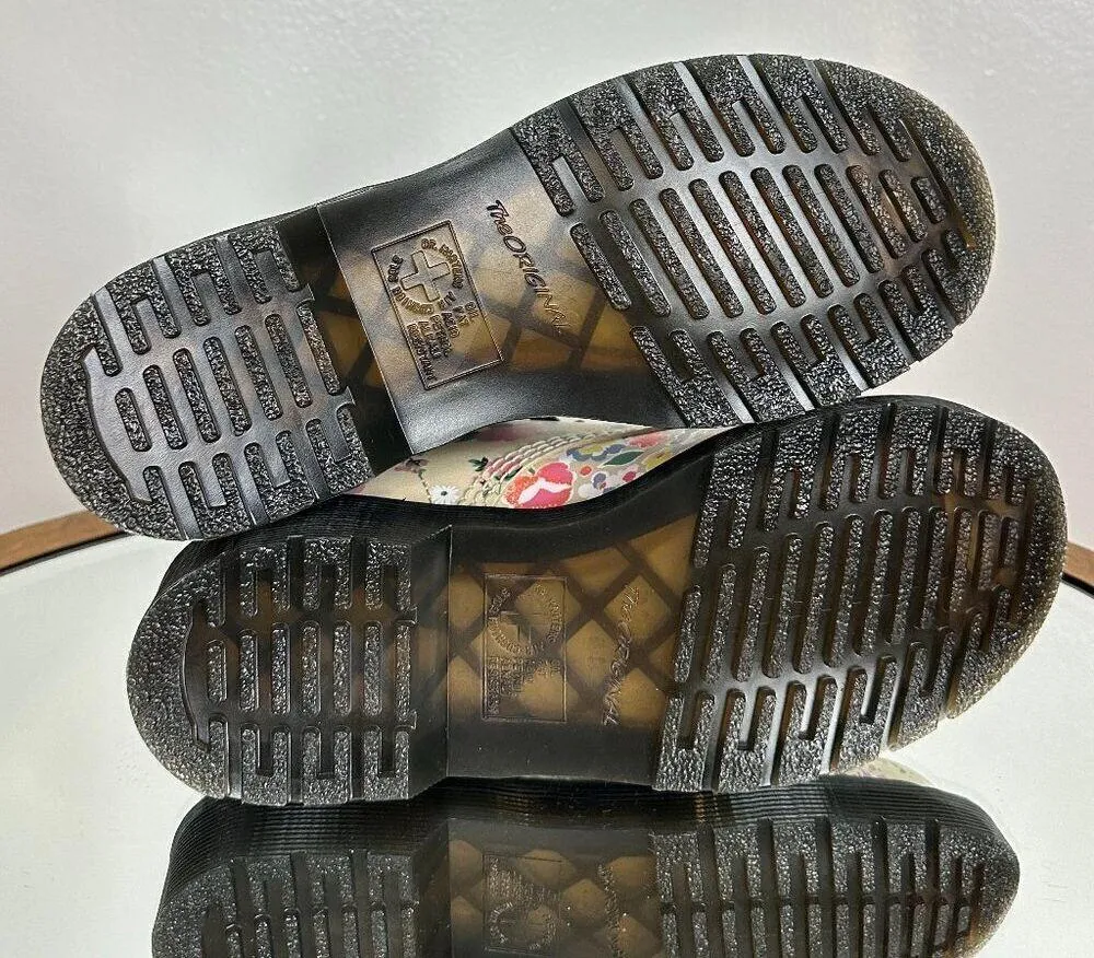 DR. MARTENS 1460 Floral Mash Up Leather Lace Up Boots Parchment Beige Backhand - Image 9