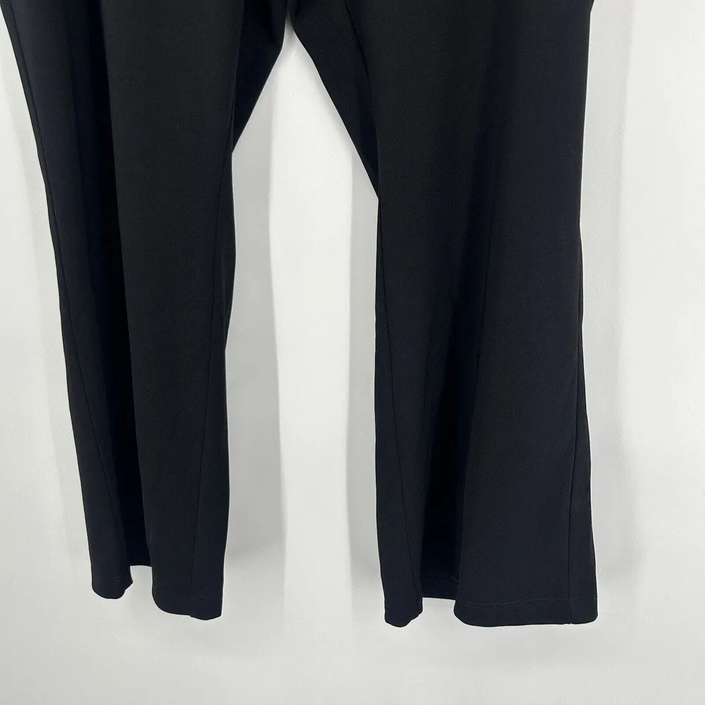 Susan Graver Black Full Length Flare Pull On Pants High Rise Stretch Size 2XP - Image 5