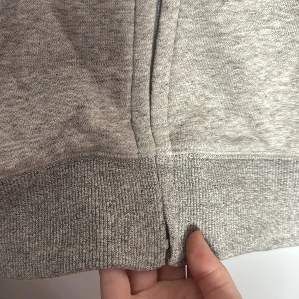 Uniqlo Hoodie Beige Gray Heathered Full Zip Faux Fur Lined Sweatshirt Size M - Image 5