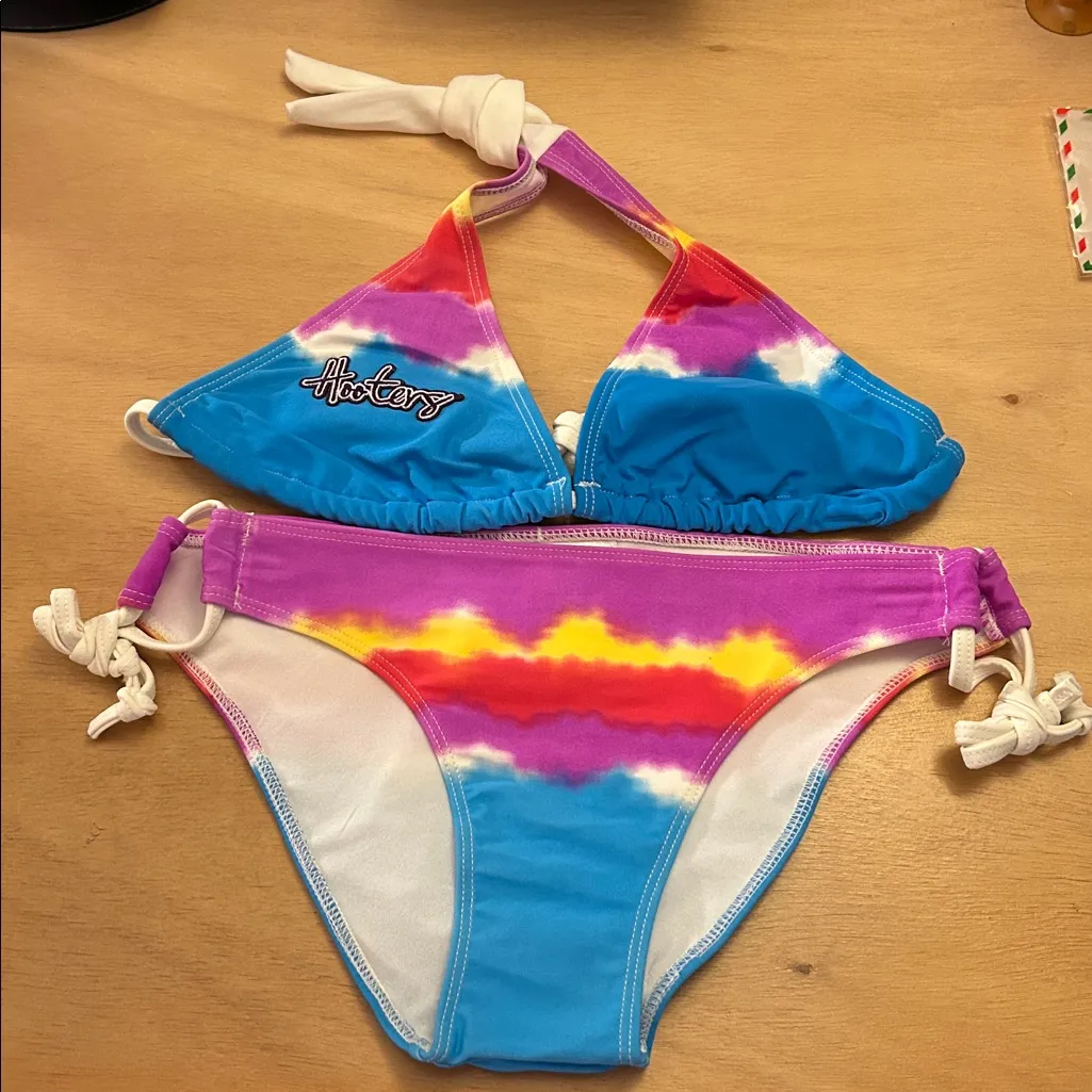 #2 NEW Women’s HOOTERS vintage TYE DYE STRING BIKINI Size Small w/Flaw - Image 2