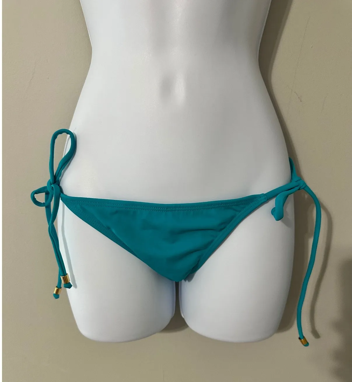 RISE Teal Blue Tie Side Bikini Bottoms Ruched Back Women's Size M NWOT Green Size M - Image 1