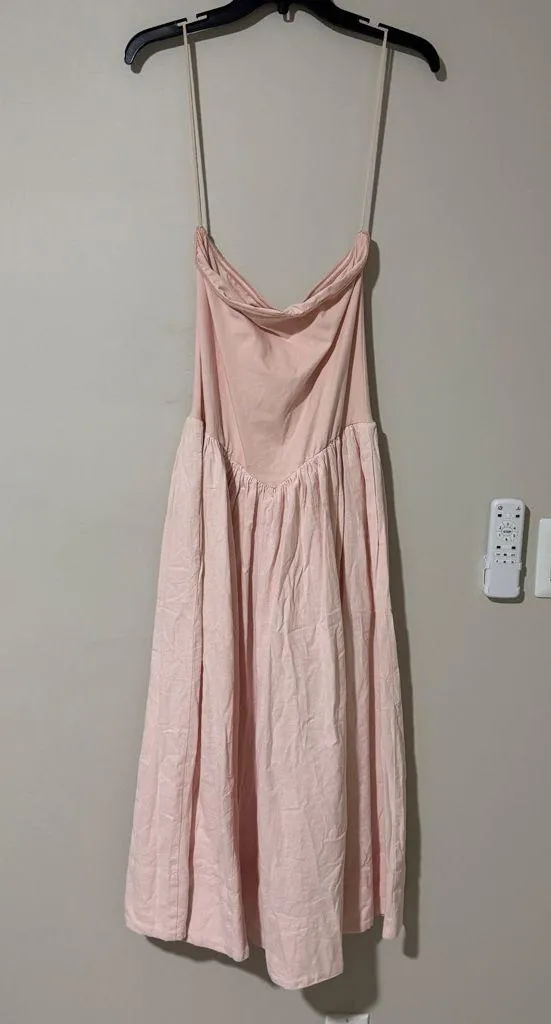 Free People Onda Midi Dress Baby Pink Nectar Drop-Waist Tube Romantic Peasant - Image 2