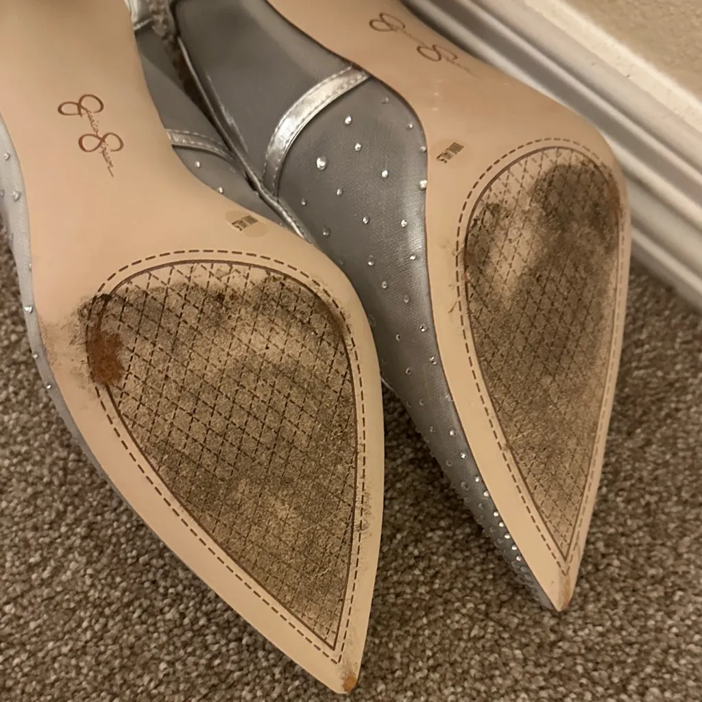 Jessica Simpson Silver Mesh Jewel Women's Heels - Image 6