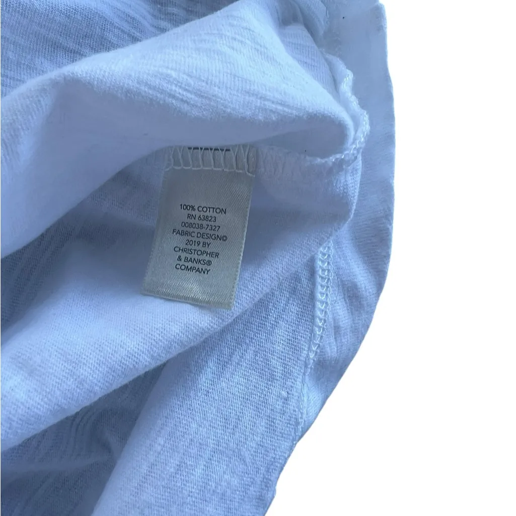 Christopher & Banks white Tee with Palm Design - Image 3