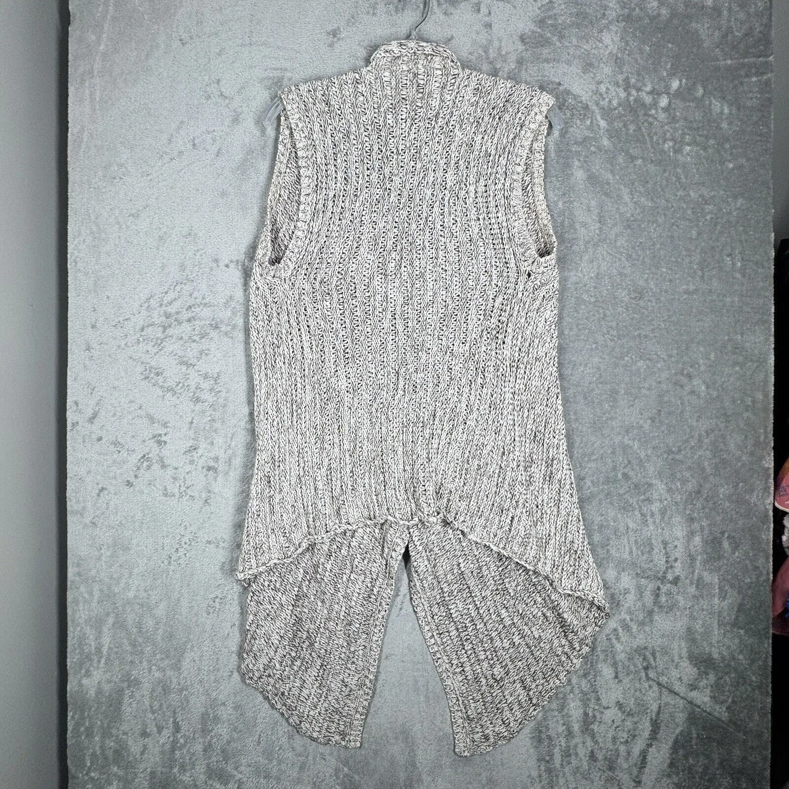 Chicos Sweater Womens Large Black‎ White Marled Open Front Cardigan Vest Neutral - Image 3