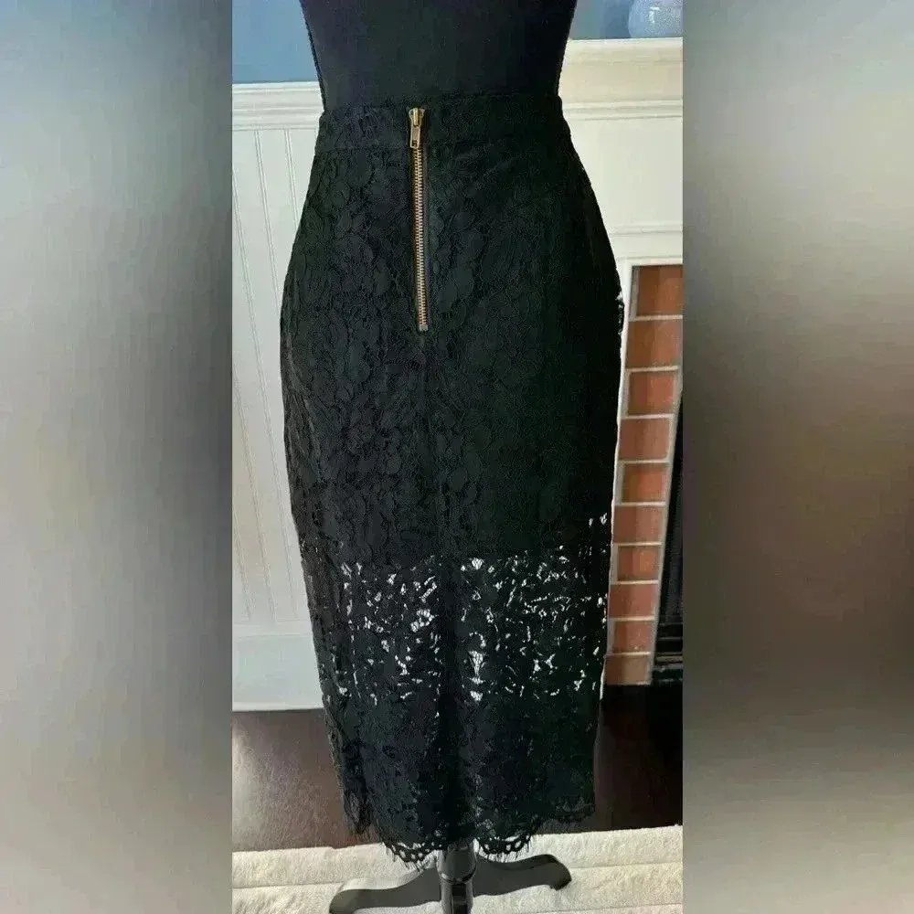 NWT Chaser Black Lace Slip Midi Skirt with Slit Size Medium ~ Trending Fall 2025 - Image 6