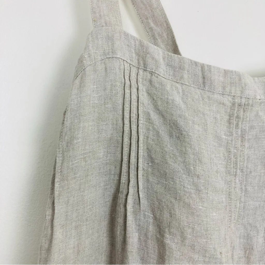 J. Crew 100% linen relaxed fit tank top with bow at back. In tan color. Large. - Image 3