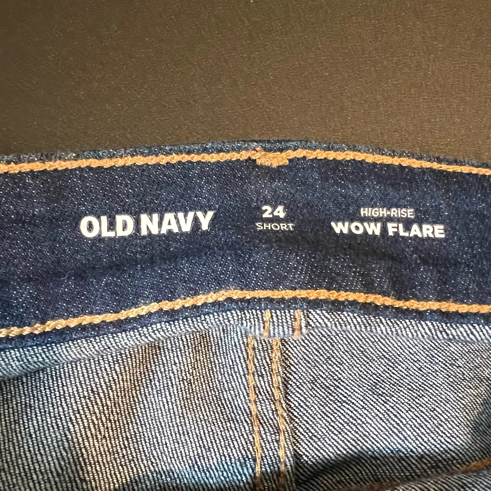 NEW Old Navy Wow Flare Jeans Womens 24 SHORT Dark Blue High Rise Stretch Cowgirl - Image 4