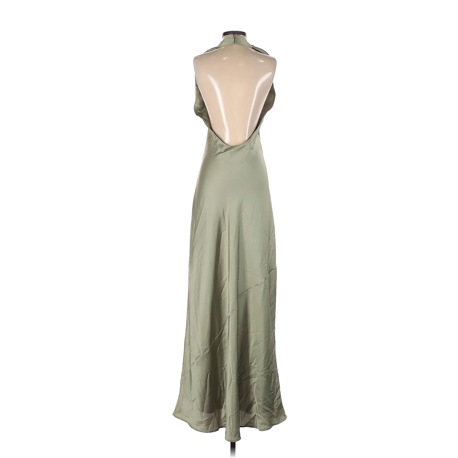 Show Me Your Mumu Jasmine Halter Maxi Dress Moss Green Luxe Satin XXS NWT - Image 8