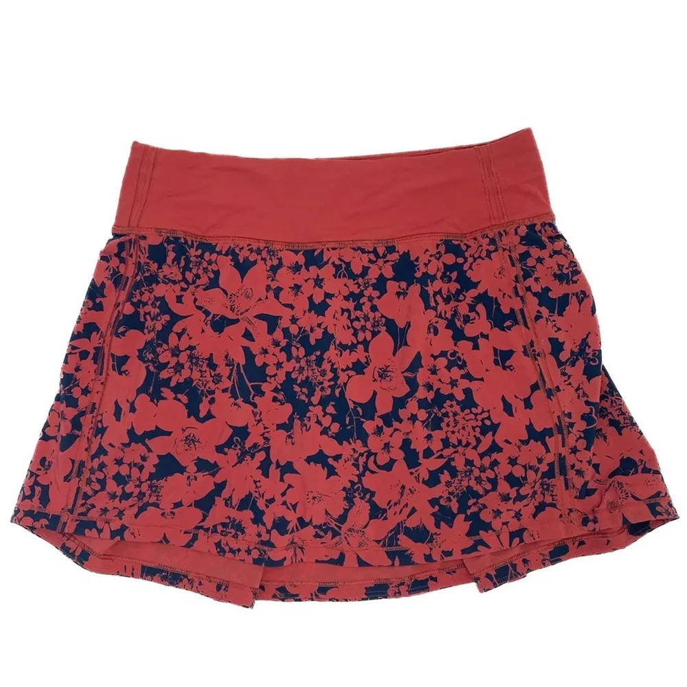 Lululemon Pace Rival Skirt Orange Blue Floral Size 2 - Image 50