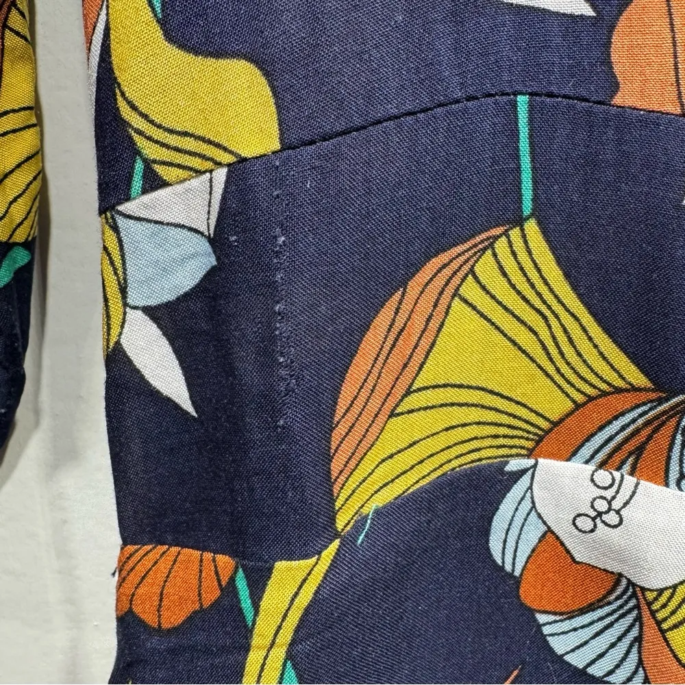 Trollied Dolly Navy Blue Big Retro Tulip 3/4 Sleeve Belted Midi ModCloth Dress Size XL - Image 10