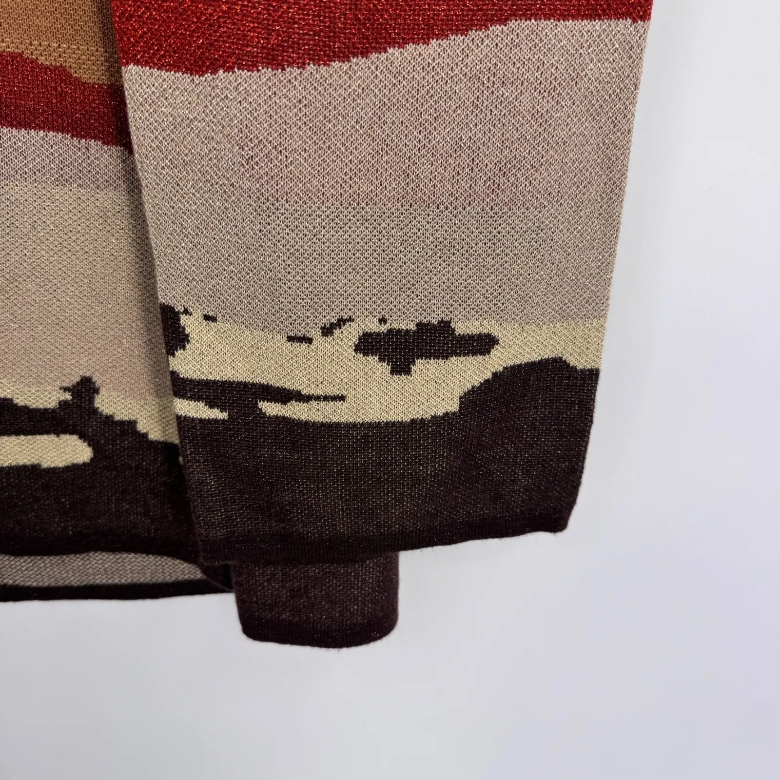 Cotton & Rye Sweater Womens L Metallic Orange Tan Coyote Southwest Print Acrylic Size L - Image 7