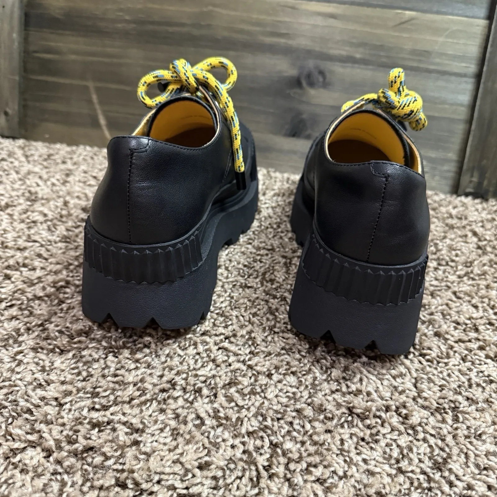 4CCCCEES ESKER ERA Black Womens 37 US 6.5 Chunky Platform Derby Shoes Leather‎ - Image 10