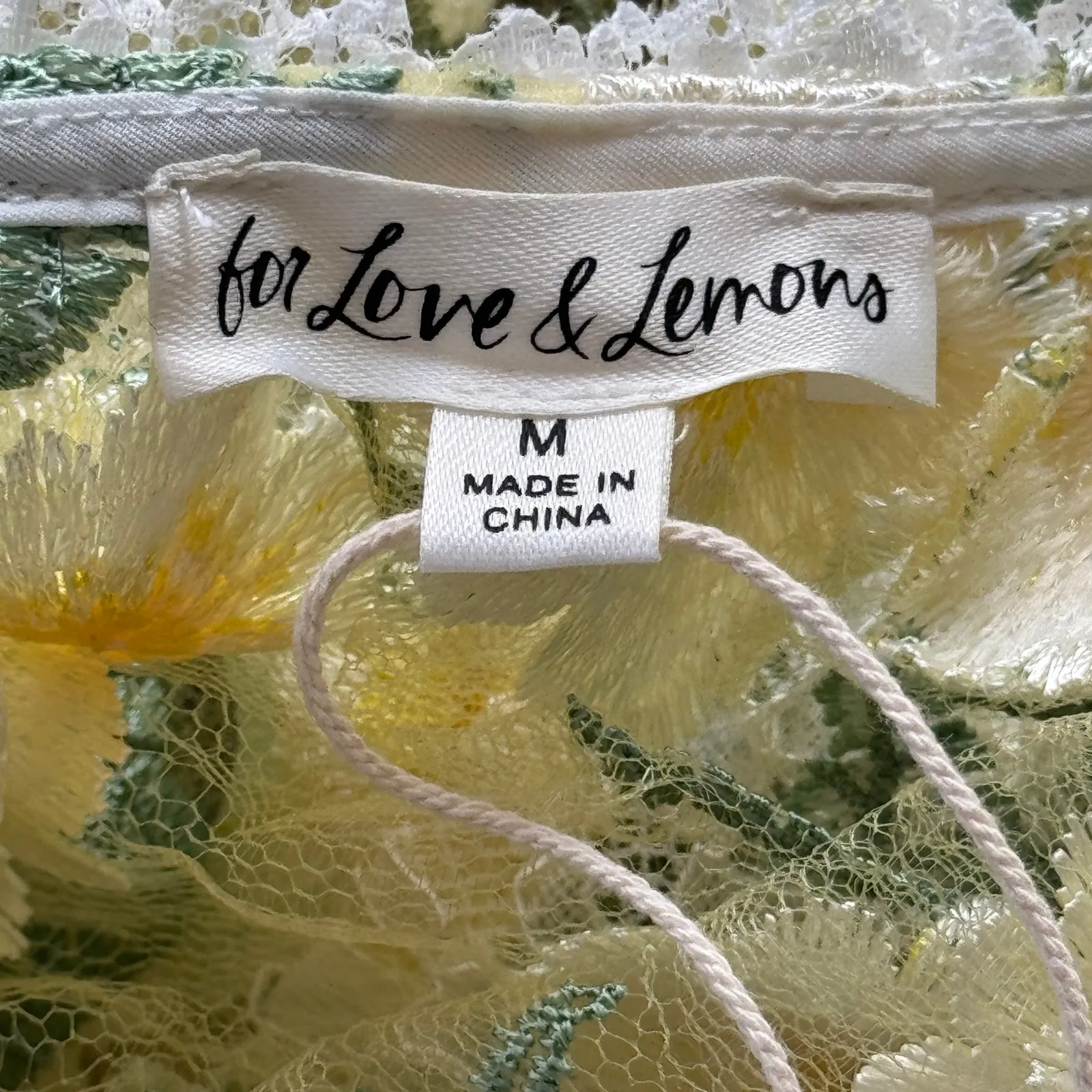 For Love & Lemons Rachel Mini Dress‎ Floral Size Medium Yellow NWT - Image 10