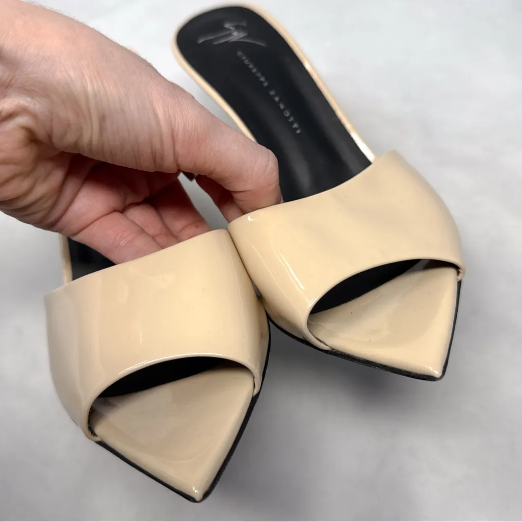 Giuseppe Zanotti Mystero Patent Leather Pointed Open Toe Slide Mule Heels 36 - Image 7