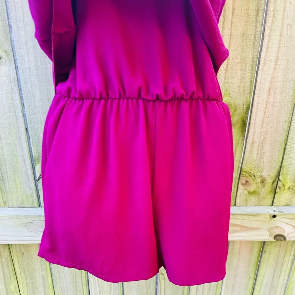 Tyche halter tie back Burgundy sleeveless romper - Image 2