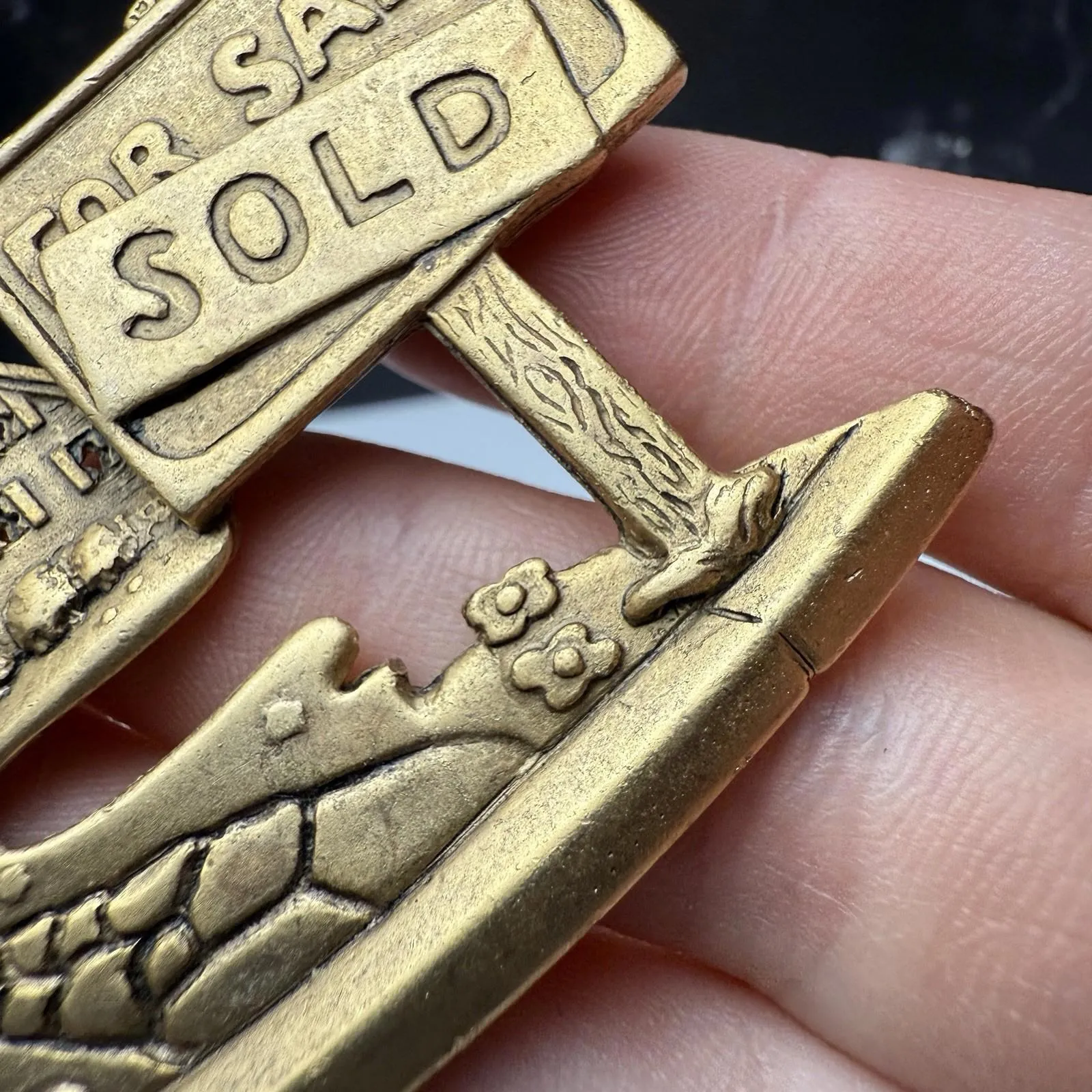 House With SOLD For Sale Sign Gold Tone Brooch Pin AJC Signed - Image 13