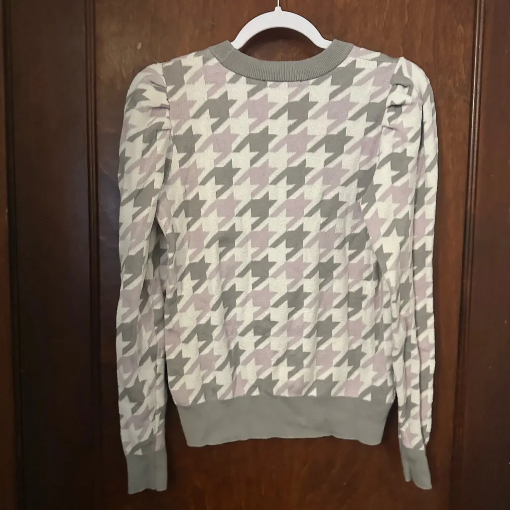 Ann Taylor Puff Sleeve Houndstooth Sweater XS - Image 3