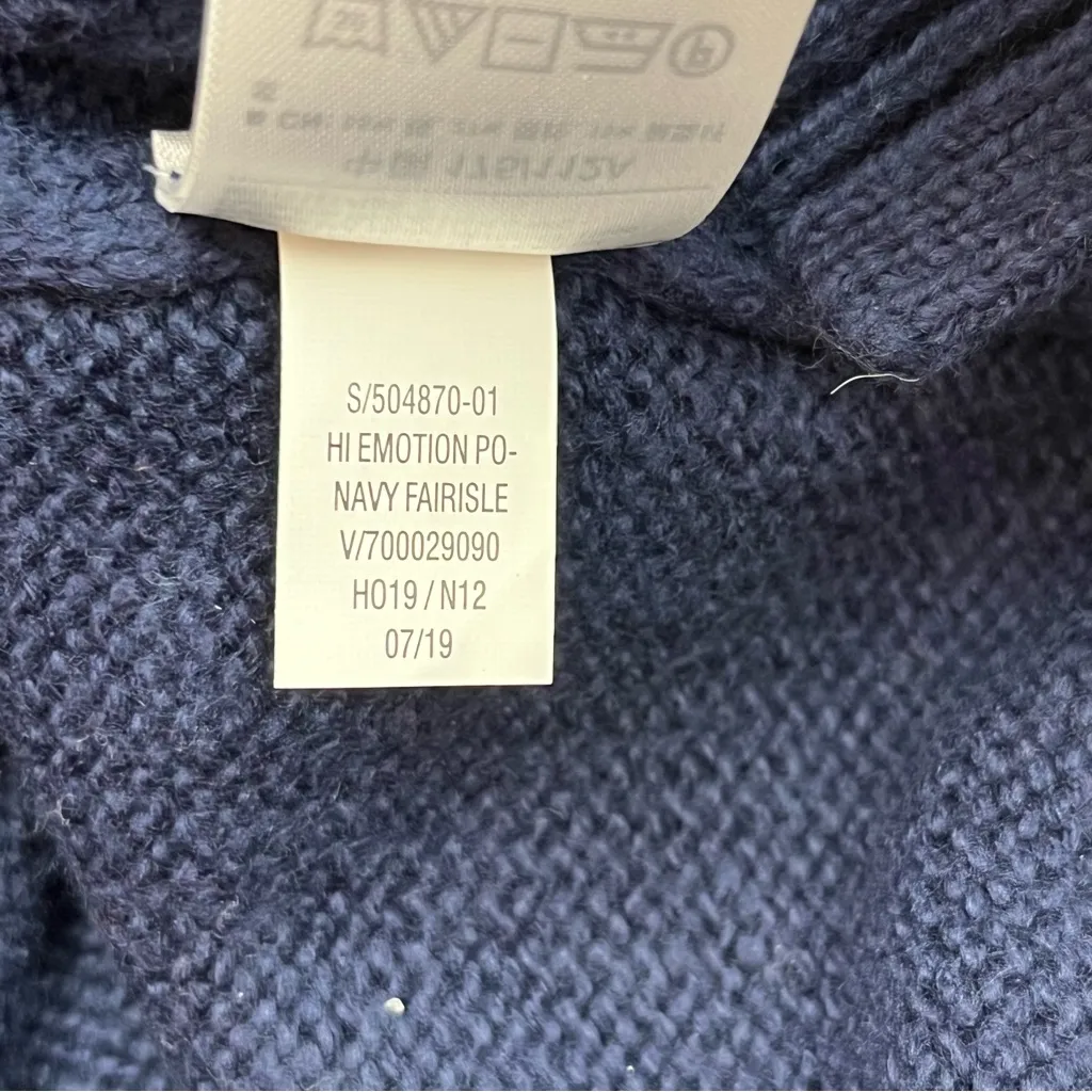 Old‎ Navy Women Navy Blue Fair Isle Long Sleeves Knit Pullover Sweater XL Tall - Image 4