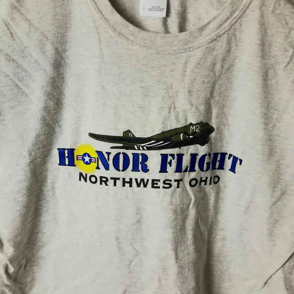 Honor Flight Northwest Ohio T Shirt Vintage Y2K Gray Large L American Veteran - Image 7