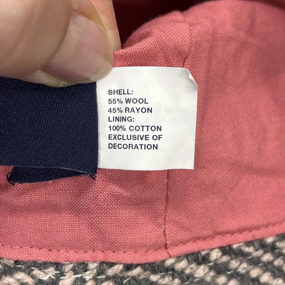 GAP Preppy Herringbone Hat S/M Wool Blend Lined Pink Band Bucket Cloche - Image 6