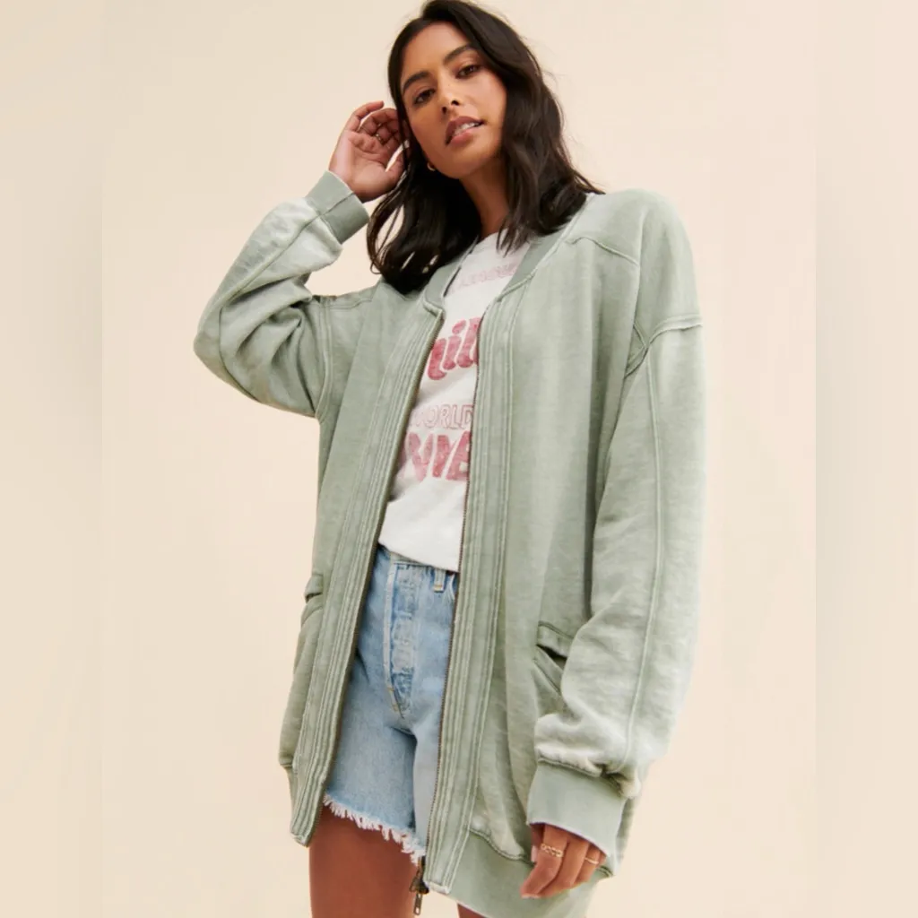 We the Free Free People Robbie Bomber Jacket Coat; zip up shirt top; medium - Image 4