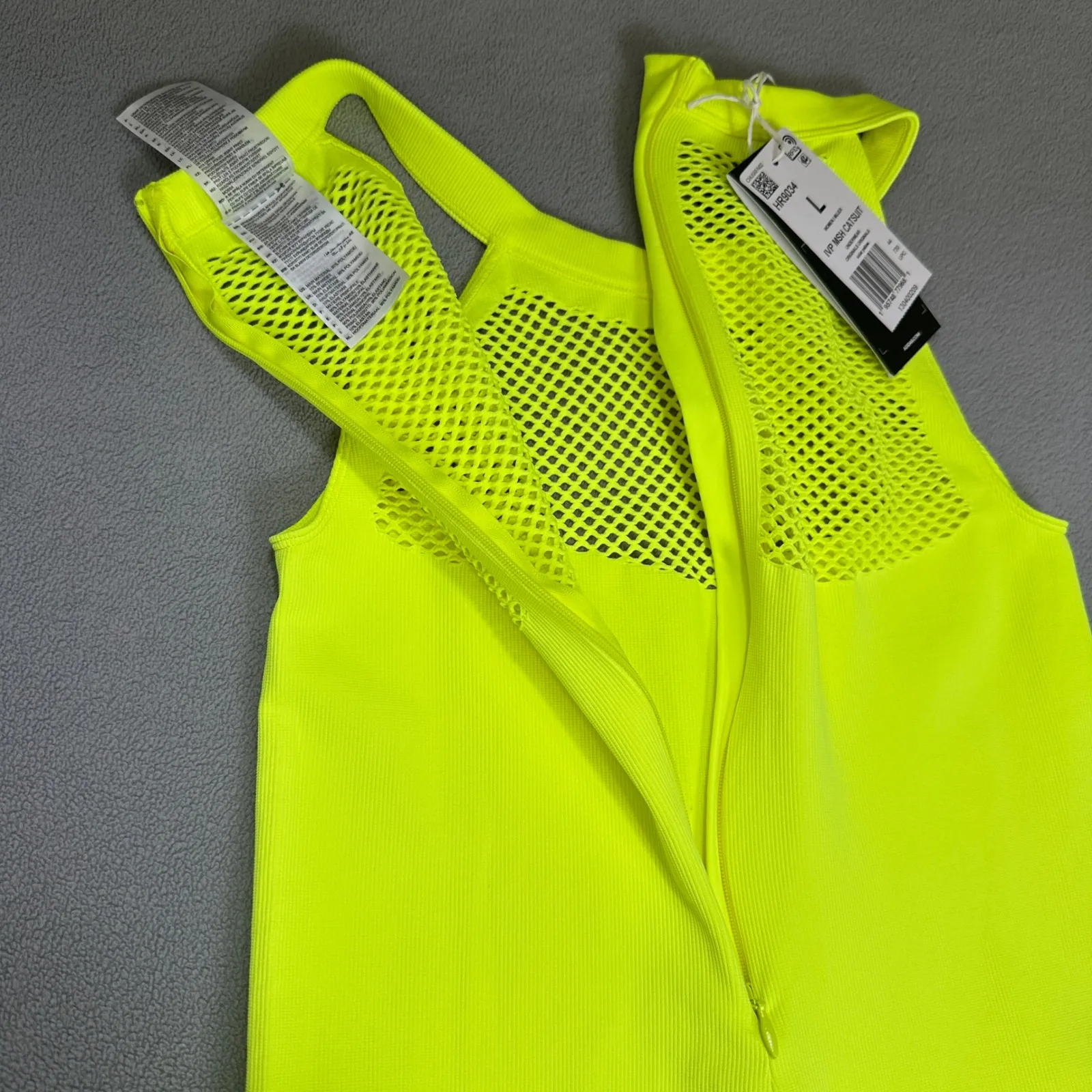 NWT Adidas x Ivy Park Beyonce L Mesh Knit Catsuit Yellow Sleeveless Jumpsuit - Image 5