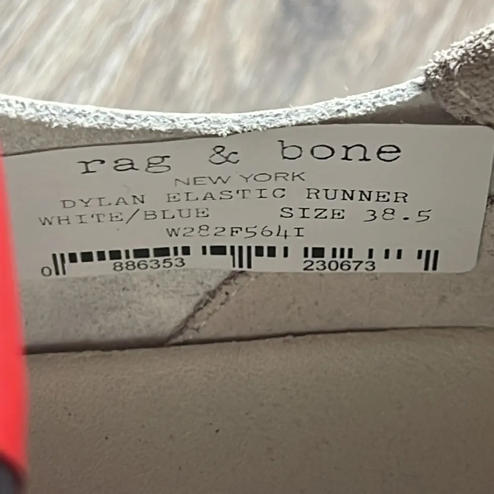 Rag & Bone Dylan Women’s Leather Elastic Runner in White & Blue Size 8.5 - Image 9