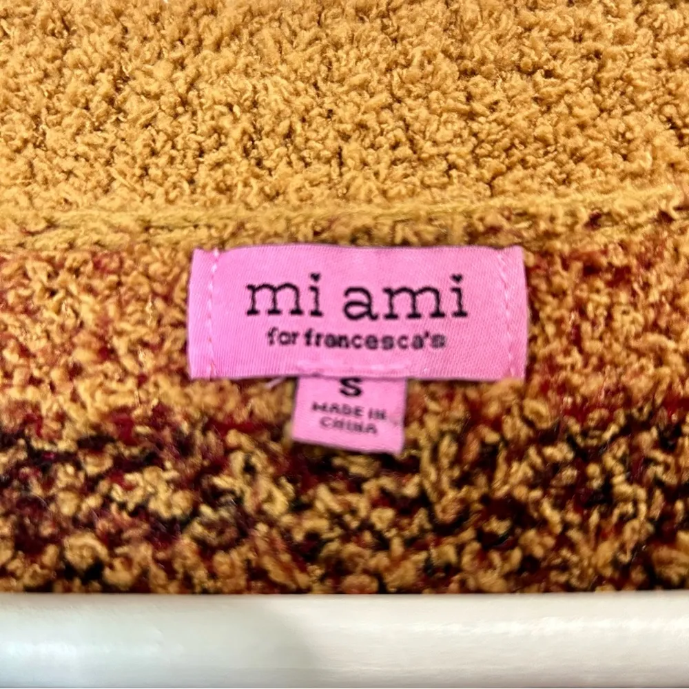 Mi Ami Francesca’s Women’s Carolina Southwest Teddy Pullover Sweater Small EUC Tan - Image 3