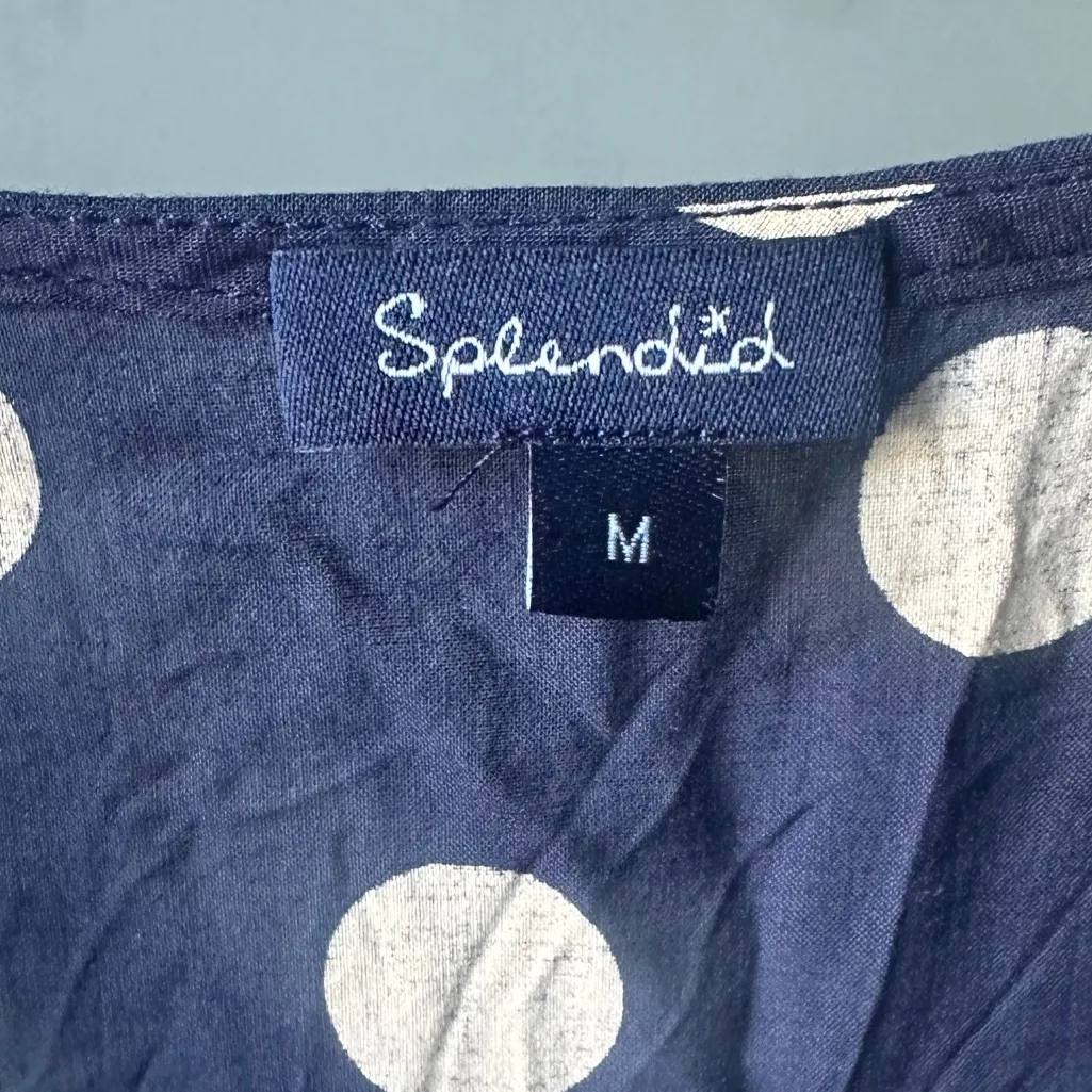 Splendid Navy and White Polka Dot Tank Top - Image 2