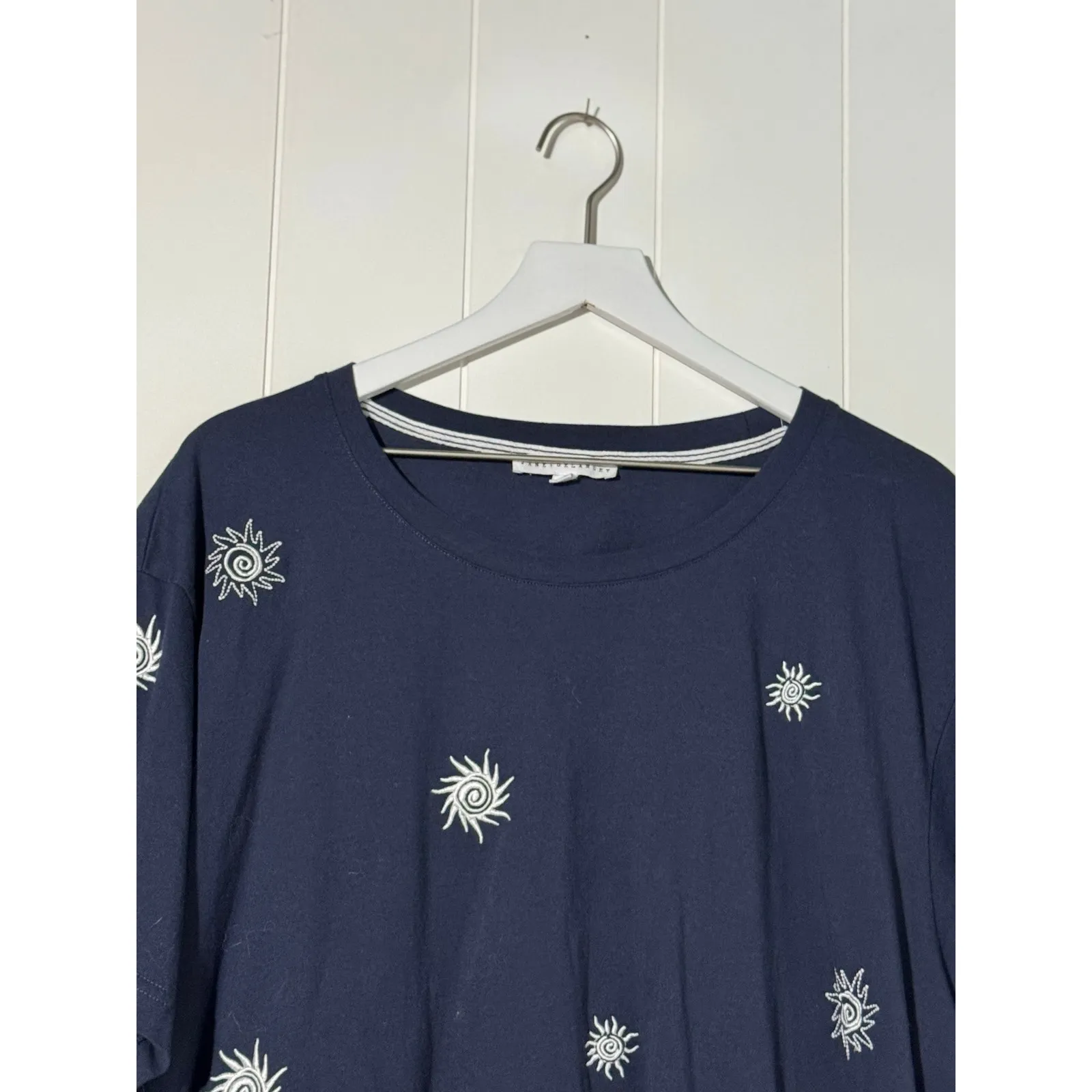 Jane + Delaney · Embroidered Sun Tee · Cotton · Oversized · Navy · Plus Size 3X - Image 3