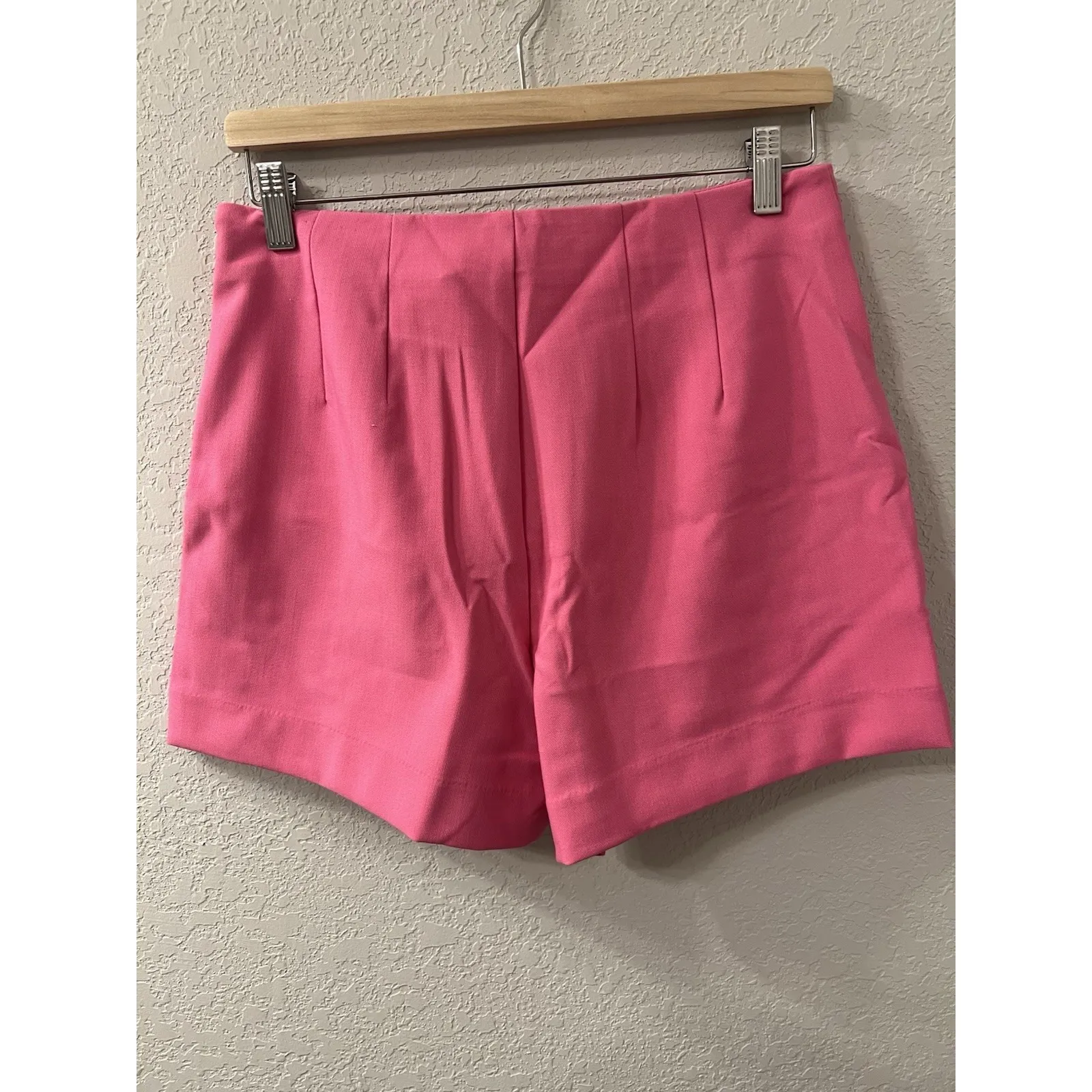 A New Day High Waist Pleat Front Shorts Cerise Pink Midi Stretch Size 6 - Image 2