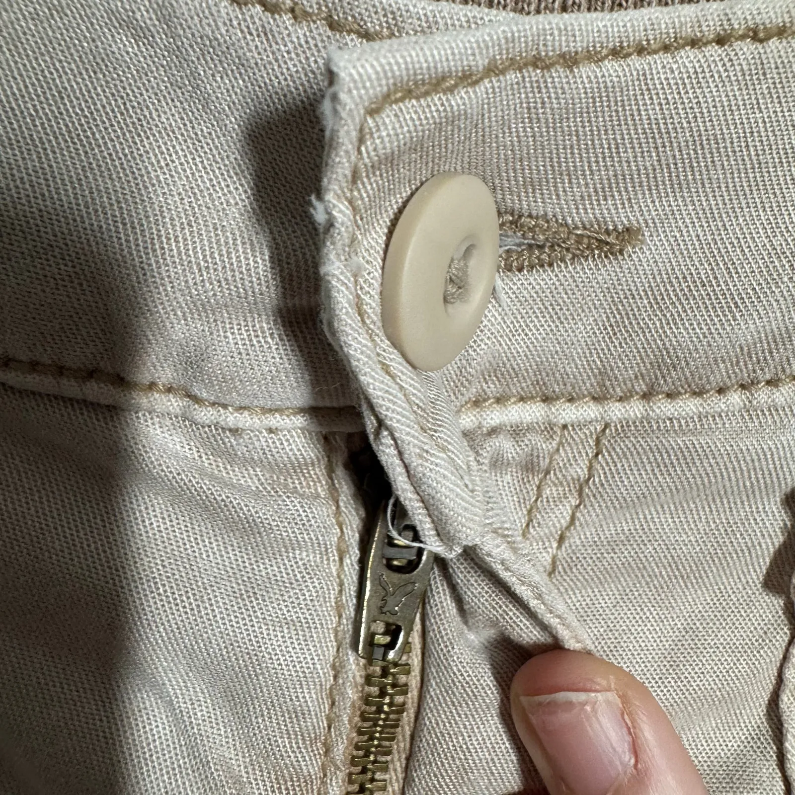 American Eagle Wideleg Cargo Pant Women 4 Long Tan Pocket Grunge Baggie Stretch - Image 7